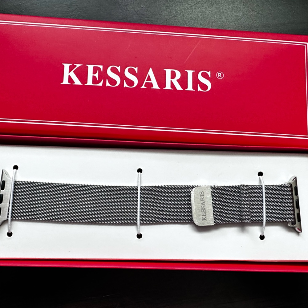 Kessaris Apple Watch Straps Silvertone mesh band